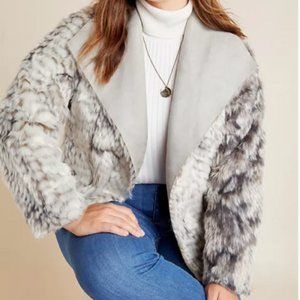 Anthropologie Faux Fur Suede Reversible Moto Jacket Coat Marrakech 1X NWT Plus